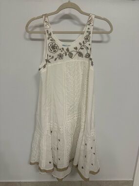 Anthropoligie Leifnotes Women’s 6 Dress Sleeveless Embellished White Pullover